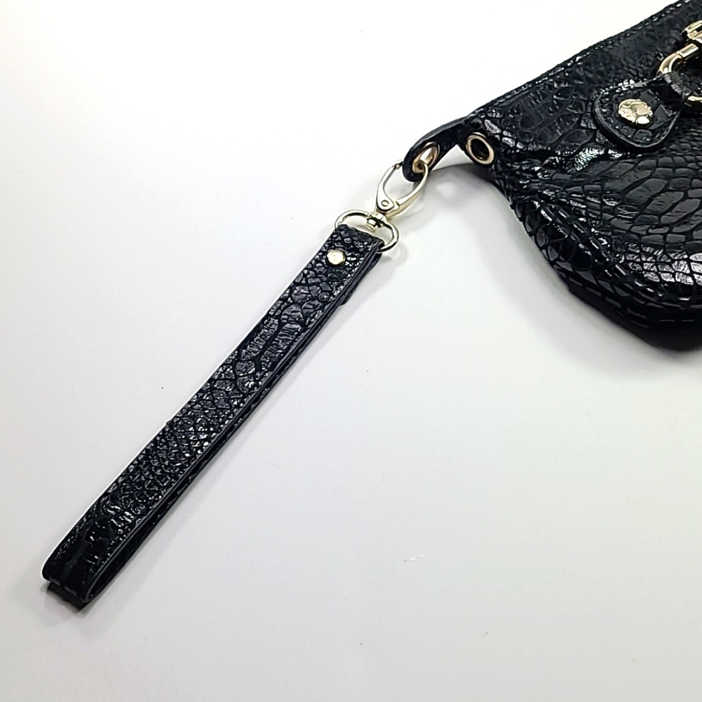 Jimmy Choo clutch in black printed leather and gold hardware and accents - Picture 4 of 8